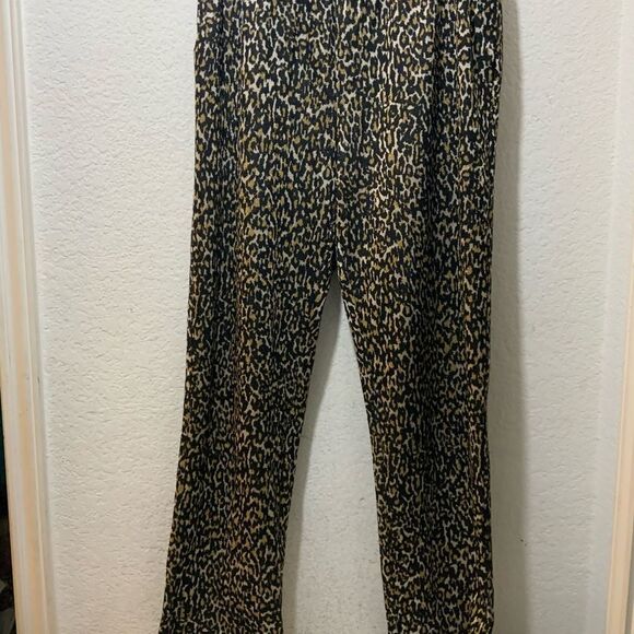 Kobi Halperin  Womens Beige Metallic  Leopard Animal Printed Pants M - Picture 2 of 5